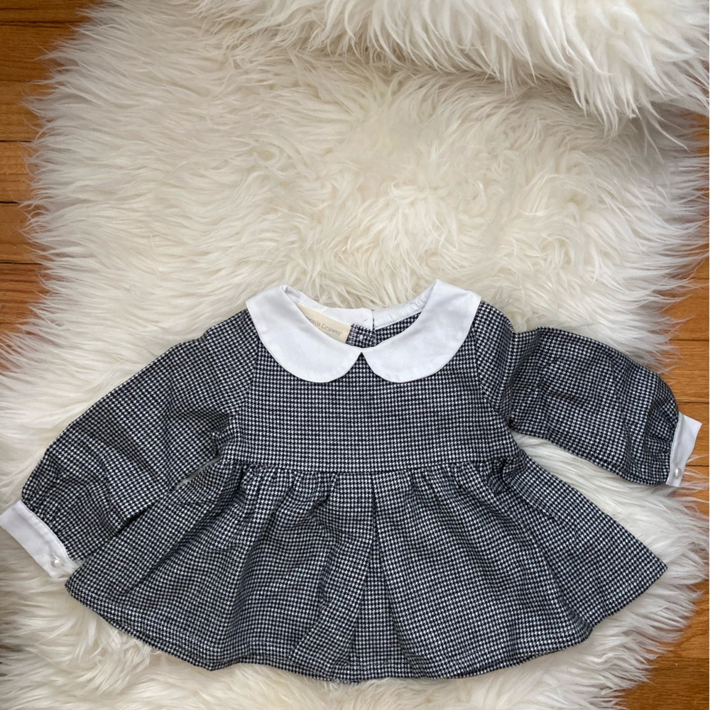 Houndstooth Pearl Button dress- Black & White